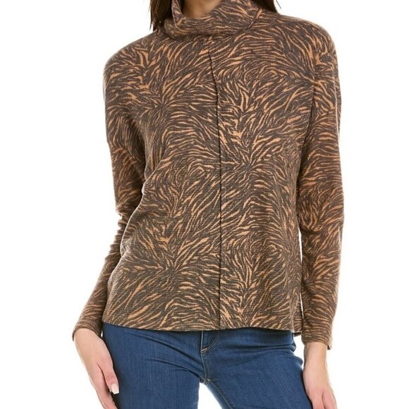 Vince Camuto Tops - NWT Brand New Vince Camuto Animal Print Cowl Neck Waffle Knit Top Size S